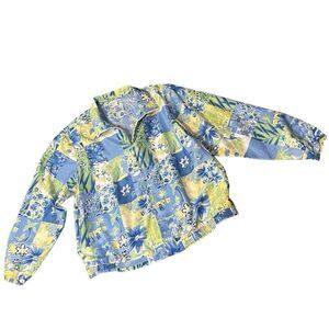 Koret Vintage 90’s Jacket Coastal Vacation Beach Print with Shoulder Pads